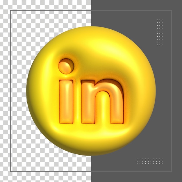 LinkeDin Rendering 3d Social Media Icona lucida colorata per la composizione Psd