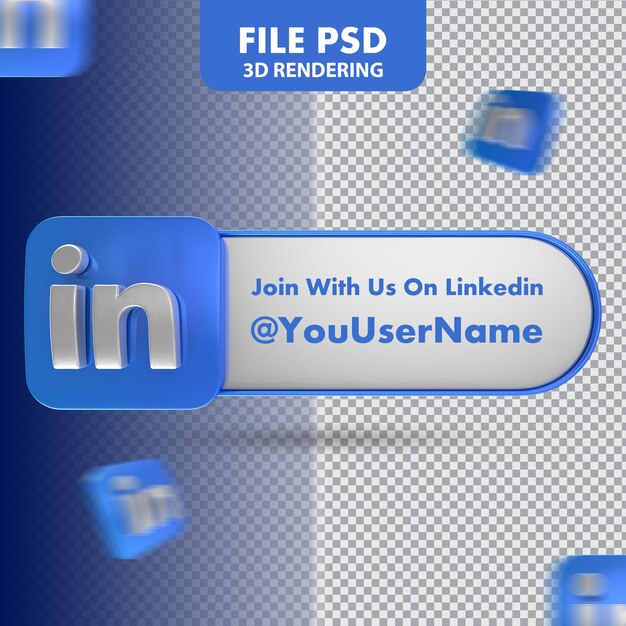 Linkedin-Symbol 3D-Rendering-Banner