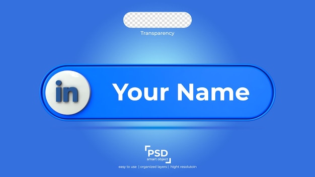 LinkedIn-Symbol beste 3D-Darstellung auf isoliertem Hintergrund mit Blau
