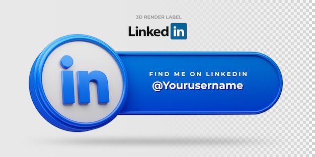 Linkedin trovami banner etichetta di rendering 3d isolata su sfondo bianco