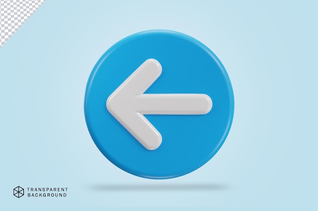 linkes Pfeil-Symbol mit Kreis-Taste 3D-Vektor-Illustration