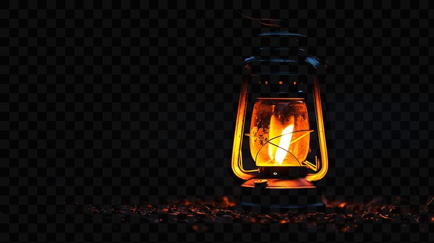 Una linterna brillante con una llama en el fondo negro