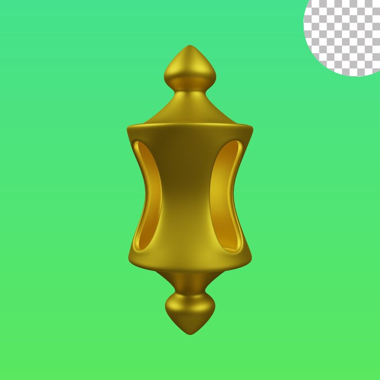 Linterna dorada de Ramadán Representación 3d