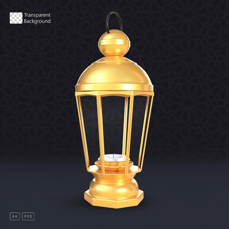 PSD linterna dorada de renderizado 3d