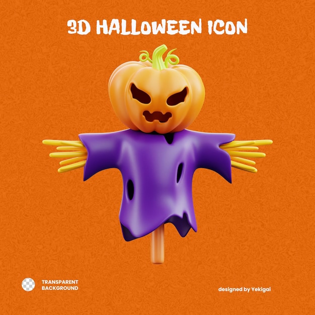 Linterna espantapájaros 3D icono de Halloween para uiux aplicación web infográfico, etc.