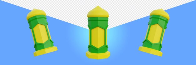 Linterna de icono de Ramadán de ilustración de renderizado 3D