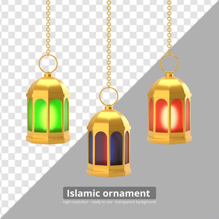 PSD linterna islámica y ornamento renderizado 3d