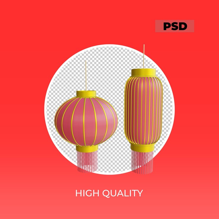 PSD linterna de objetos de año nuevo chino de renderizado 3d