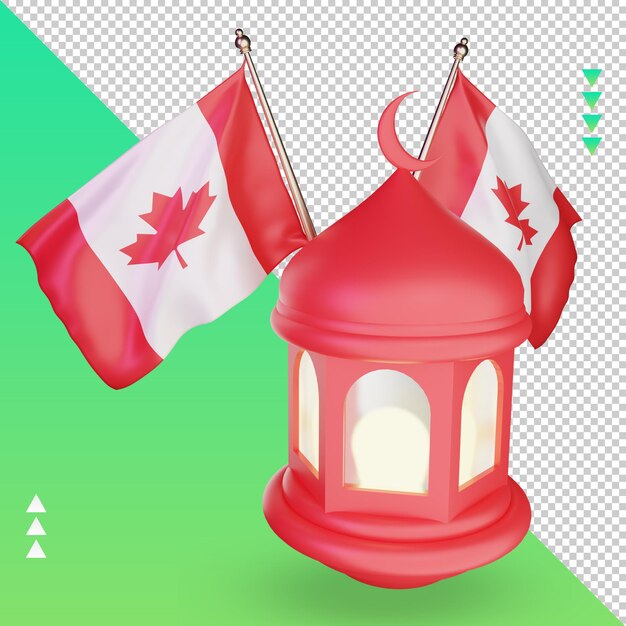 PSD linterna de ramadán 3d bandera de canadá representación vista derecha