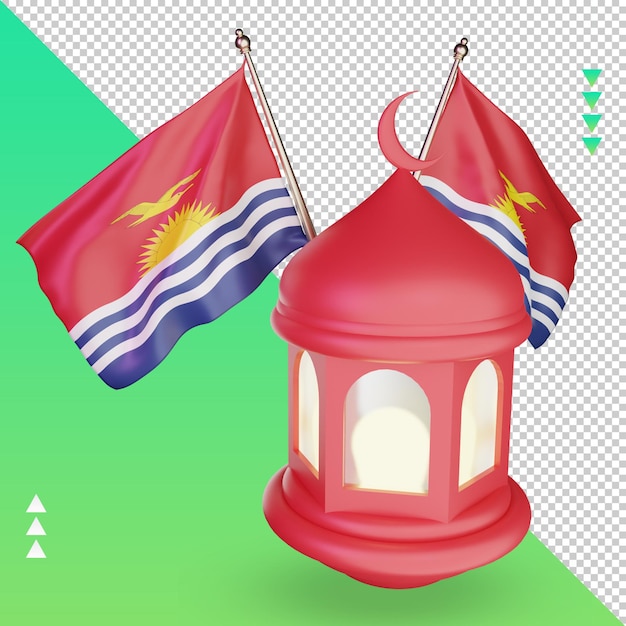 Linterna de ramadán 3d bandera de kiribati representación vista derecha