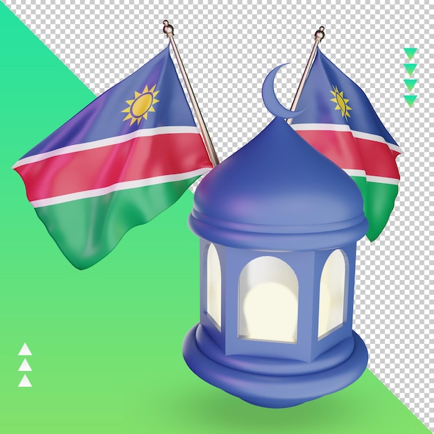 Linterna de ramadán 3d bandera de namibia representación vista derecha