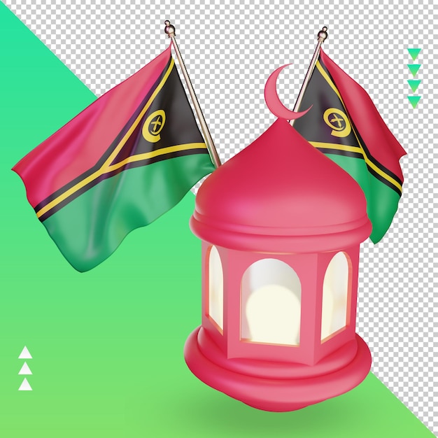 Linterna de ramadán 3d Bandera de Vanuatu representación vista derecha