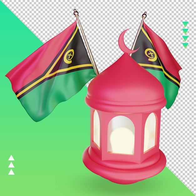 PSD linterna de ramadán 3d bandera de vanuatu representación vista derecha