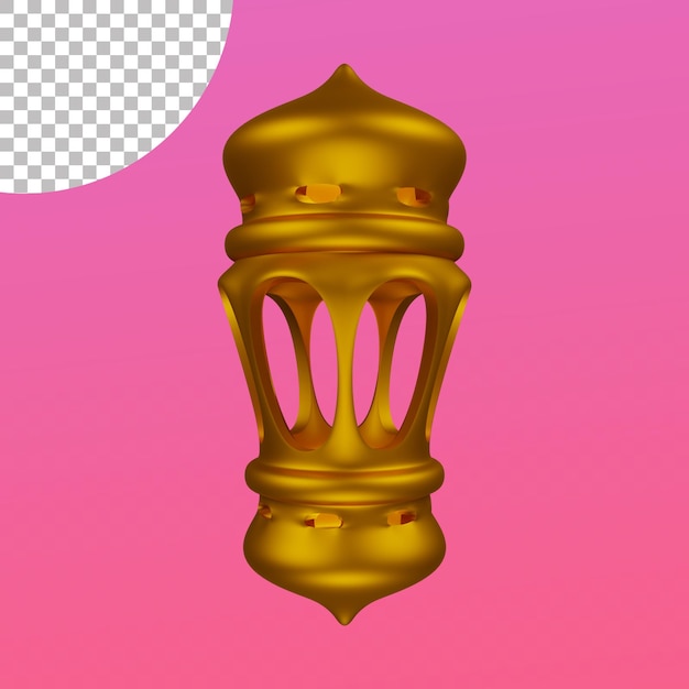 Linterna de ramadán con aderezo dorado 3d Render