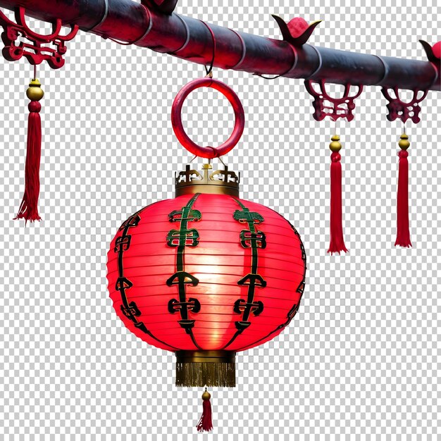 Linterna roja china con ornamento en fondo de prosa año nuevo tradicional asiático