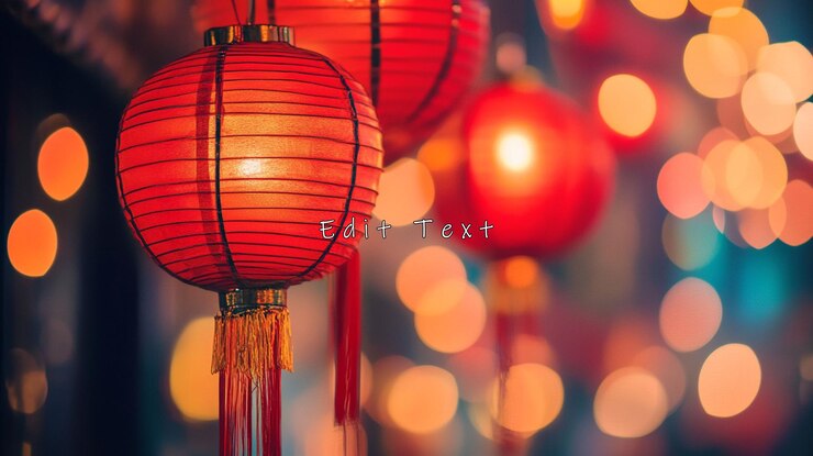 PSD linternas chinas rojas iluminadas colgando al aire libre por la noche