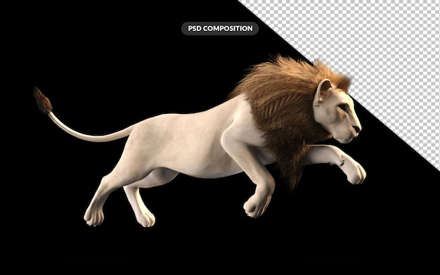 PSD lion 3d illustration rendu psd