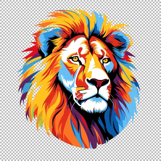 PSD lion abstrait dans l'art de style pop avec un fond transparent généré par l'ia