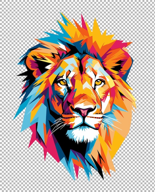 PSD lion abstrait dans l'art de style pop avec un fond transparent généré par l'ia