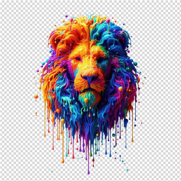 Un Lion Avec Des Couleurs Colorées Sur Lui Est Un Dessin D'un Lion