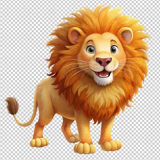 PSD un lion drôle sur un fond transparent