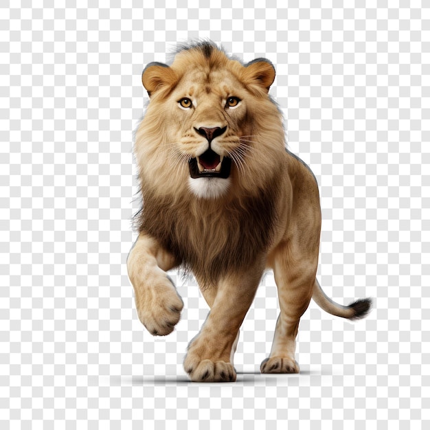 Lion se ejecuta en el fondo de transparencia psd