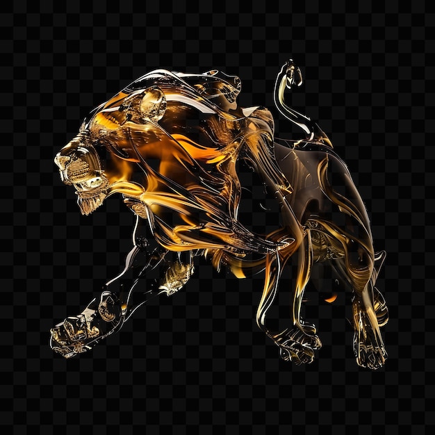PSD un lion avec une flamme sur le dos