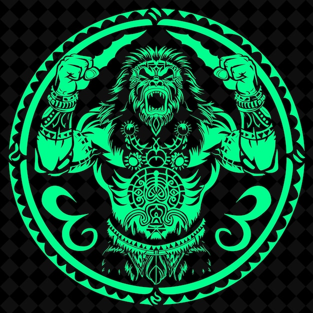 PSD un lion avec un fond vert qui dit lion dessus