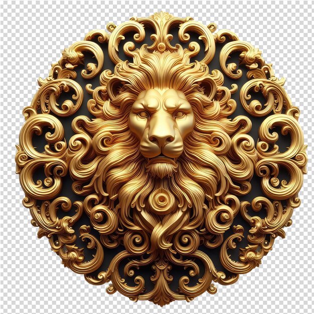 PSD lion orné en 3d sur fond transparent