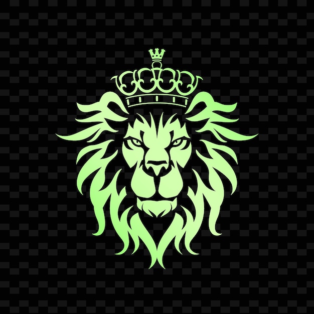 PSD un lion vert avec une couronne dessus
