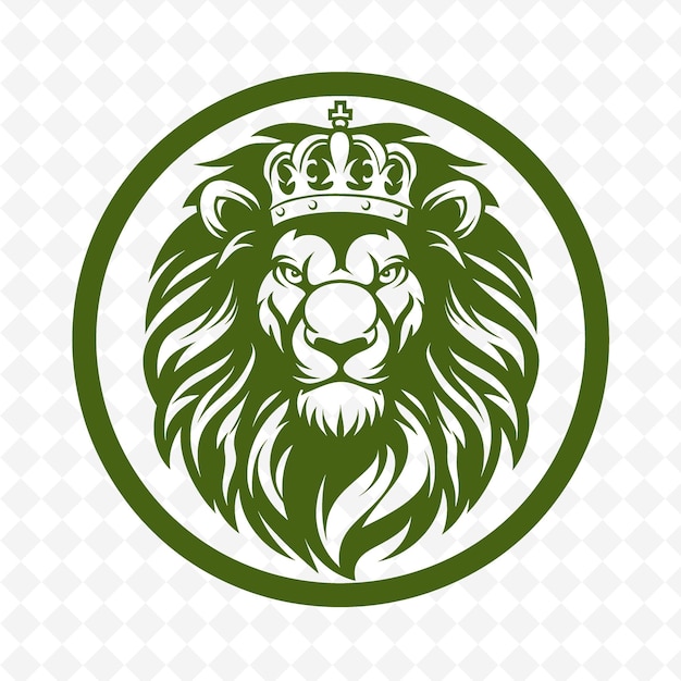 PSD un lion vert avec une couronne dessus