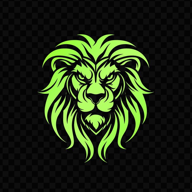 Un Lion Vert Avec Une Crinière Verte Sur Un Fond Noir