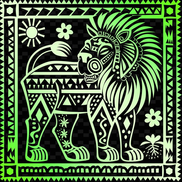 PSD un lion vert et noir avec un lion dessus