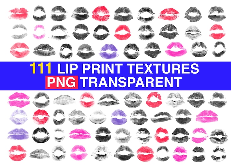 PSD lip print textures png transparent