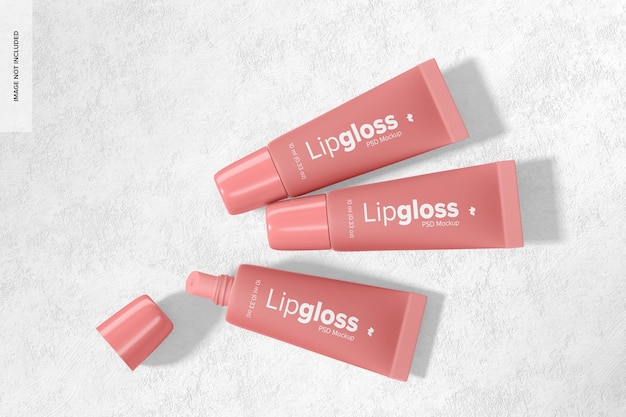 Lipgloss tubes mockup, draufsicht