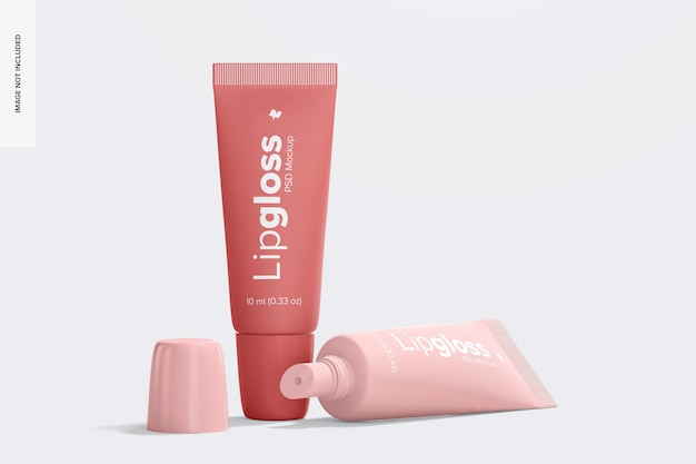 Lipgloss tubes mockup, geöffnet und geschlossen