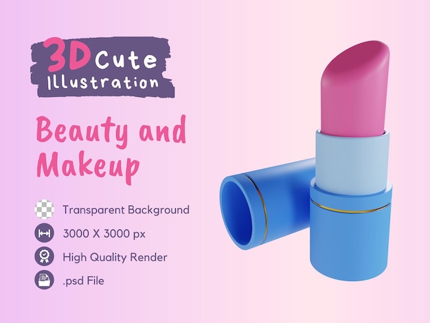 Lippenstift 3D-Illustration Premium PSD