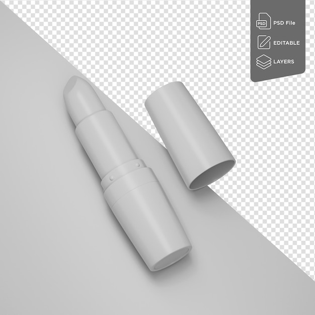 Lippenstift-Attrappe, kosmetisches Verpackungsdesign, isoliert auf weißem Hintergrund, 3D-Illustration