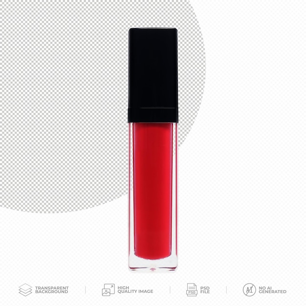 Lipstick líquido rojo en fondo transparente PSD