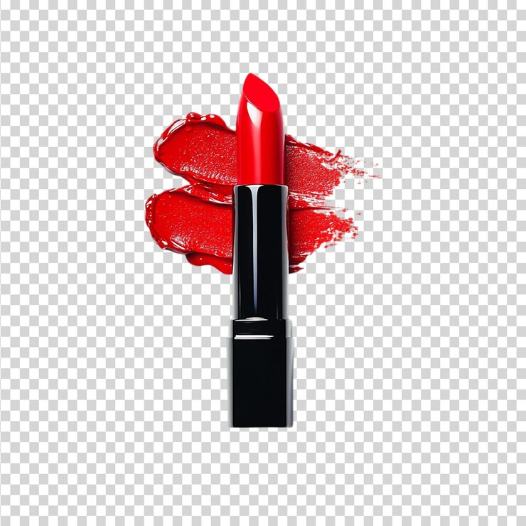 PSD lipstick rojo aislado sobre un fondo transparente