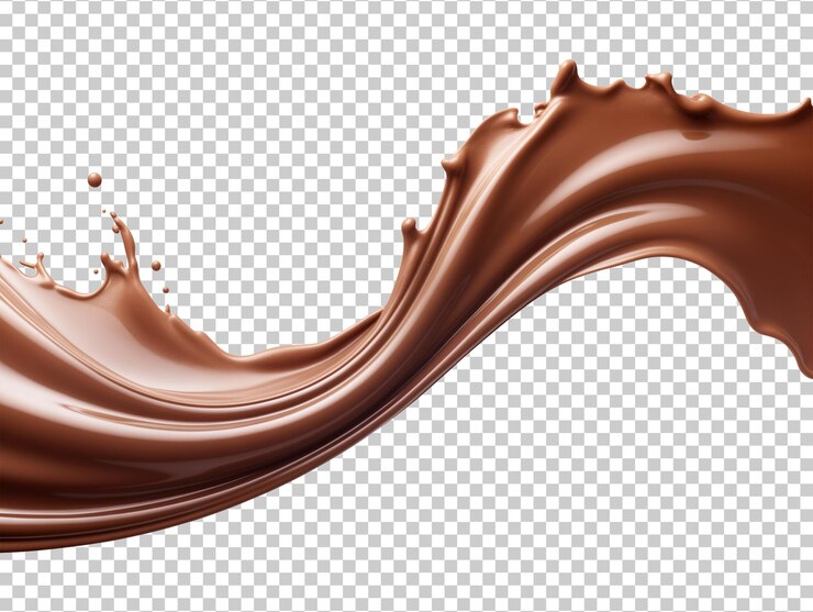 Liquid Chocolate Wave Isolated on Transparent Background PNG