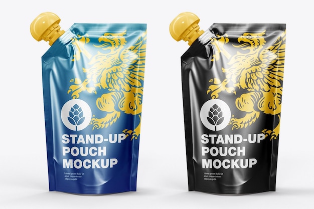 Liquid glossy standup pouch mockup