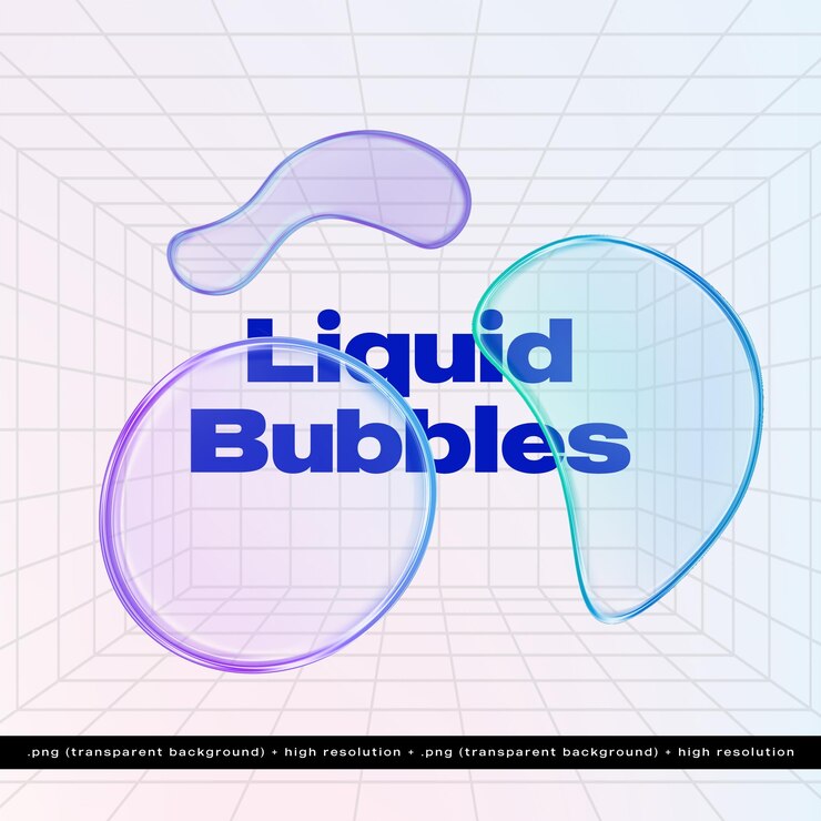 PSD liquid gradient bubbles isolated transparent background png graphic element