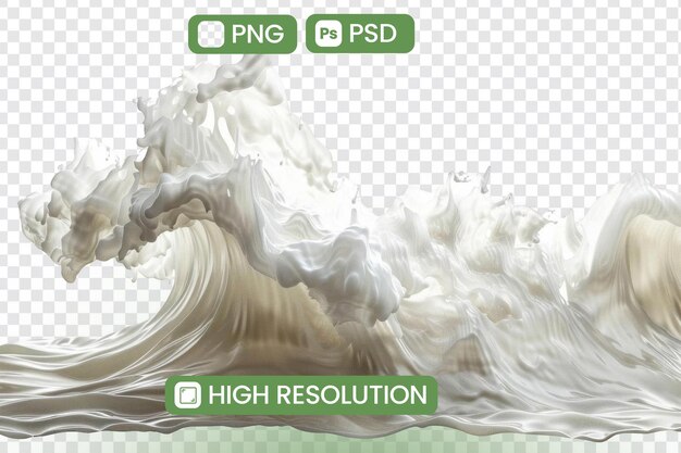 Le liquide blanc coule doucement avec des éclaboussures dynamiques Simulation de fluide et conception abstraite