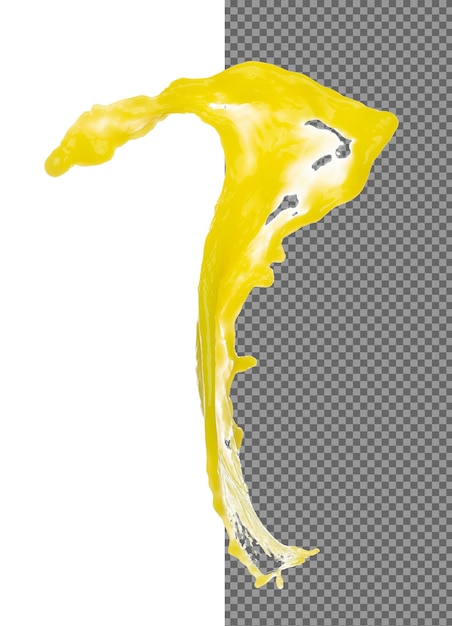 PSD liquide jaune explosion pigment maïs jus de banane flotter frais verser dans l'air couleur de peinture jaune éclaboussure déverser goutte abstract fond blanc isolé obturateur à haute vitesse jetant gel stop