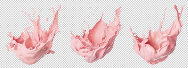 Liquide Splash rose pastel sur fond transparent