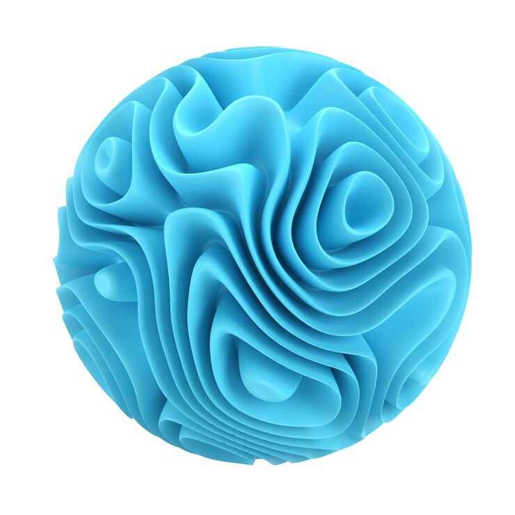 PSD líquido abstrato de forma 3d com ilustração realista de forma de elemento azul esférico de fluido