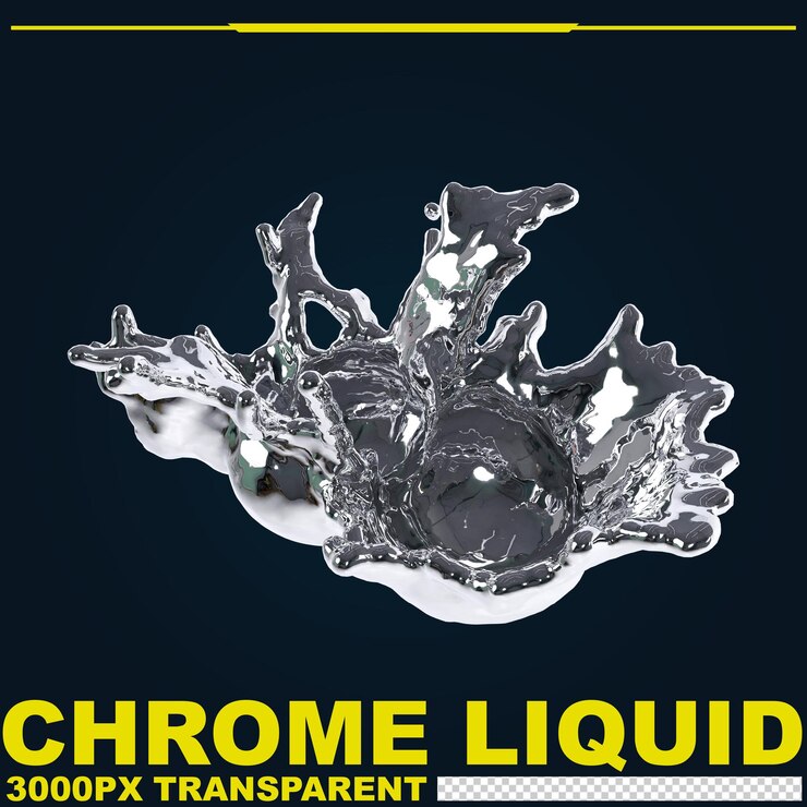 PSD líquido de cromo futurista forma metálica abstracta renderizado en 3d