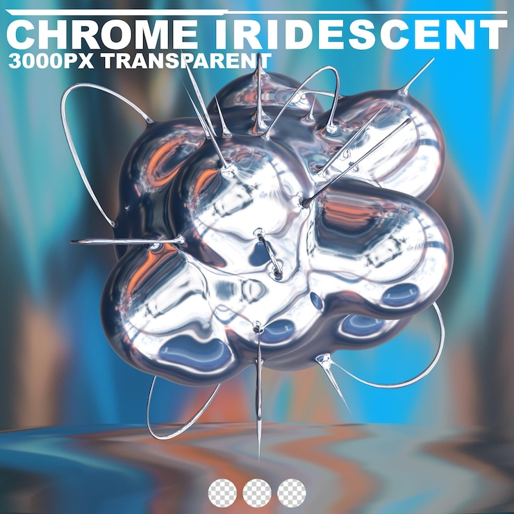 PSD líquido de cromo futurista forma metálica abstracta renderizado en 3d