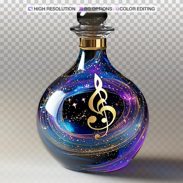 PSD el líquido musical de la armonía galáctica en botellas únicas